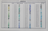 USA, UniSyn, 100074, Size 11 Seed Beads, Blue and Green, probably from the Czech Republic